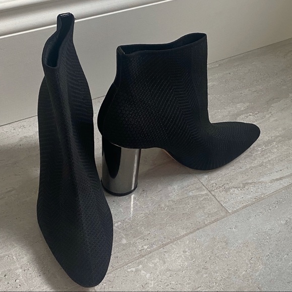 COPY - COPY - Zara FABRIC ANKLE BOOTS WITH METALLIC MIRROR HEEL - Picture 2 of 4